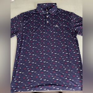 Rhoback Mens Performance Polo The Shark Bait Navy/White/Red Medium M